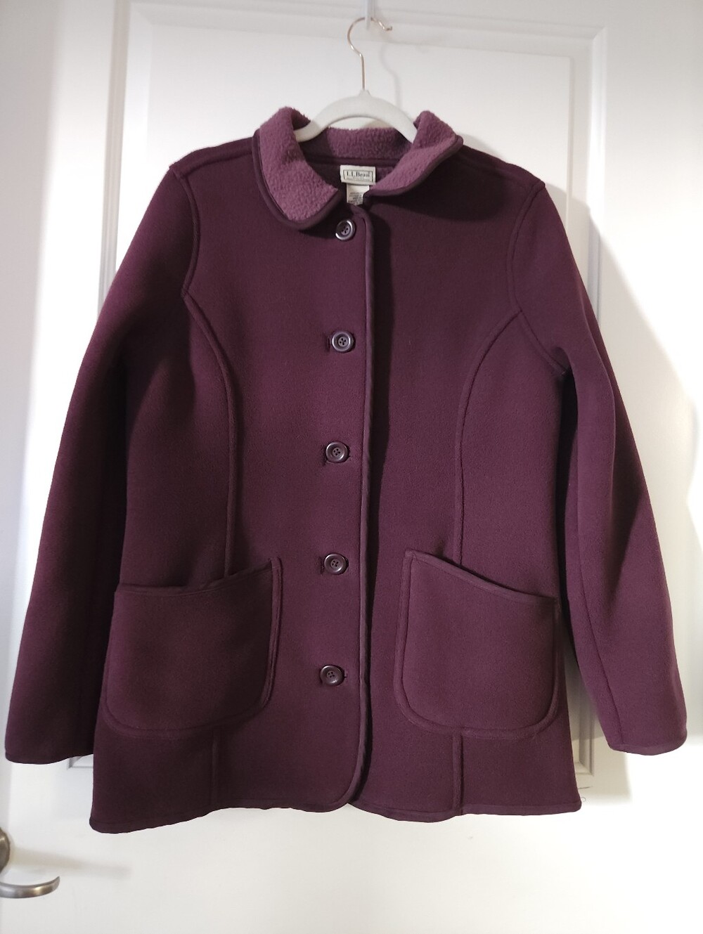 NWOT L.L. Bean Plum Purple Fleece Button-Front Coat Jacket